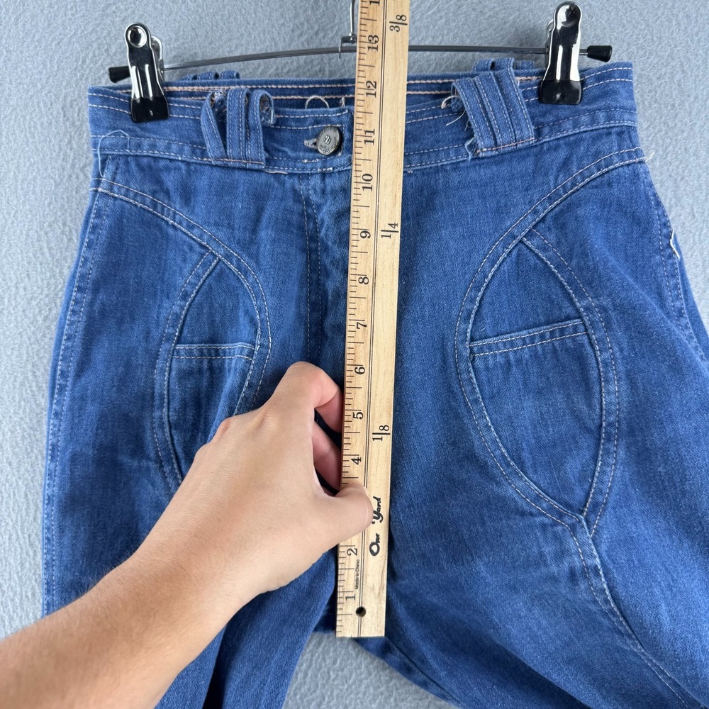 Vintage 70s Bell Bottom Jeans Womens 7/8 Fits 24x33 Blue Denim Flare - Picture 12 of 16